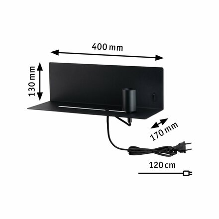 PAULMANN Nástěnné svítidlo Ablage Devara E27 max. 40W dřevo/černá, umělá hmota/kov 789.20