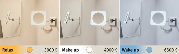 PAULMANN HomeSpa LED kosmetické zrcadlo Jora 3-násobné zvětšení IP44 chrom/bílá/zrcadlo 3,3W měnitelná bílá 789.33