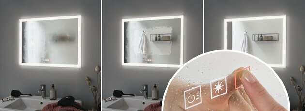 PAULMANN HomeSpa LED zrcadlo s osvětlením Mirra hranaté IP44 zrcadlo/bílá 22W WhiteSwitch 789.51