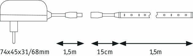 PAULMANN SimpLED Strip sada 1,5m 5W teplá bílá s krytím 789.53