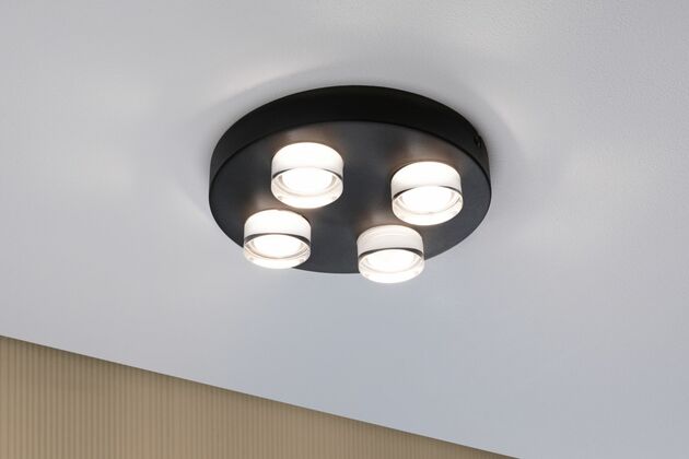 PAULMANN Selection Bathroom stropní svítidlo Kame IP44 3000K 230V 4x4,2W černá