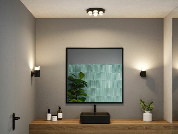 PAULMANN Selection Bathroom stropní svítidlo Kame IP44 3000K 230V 4x4,2W černá