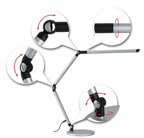 PAULMANN LED stolní lampa na psací stůl 3-krokové-stmívatelné flexibilní rameno CCT 9,5W stříbrná mat