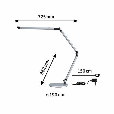 PAULMANN LED stolní lampa na psací stůl 3-krokové-stmívatelné flexibilní rameno CCT 9,5W stříbrná mat