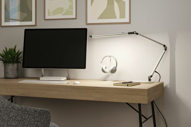 PAULMANN LED stolní lampa na psací stůl 3-krokové-stmívatelné flexibilní rameno CCT 9,5W stříbrná mat