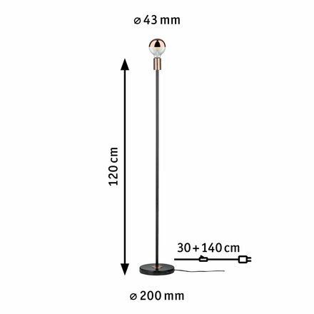 Paulmann stojací svítidlo Neordic Nordin 1-ramenné černá/měď/mramor 796.14 P 79614