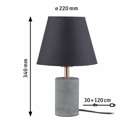 Paulmann stolní lampa Neordic Tem 1-ramenné látkový širm bílá/měď/beton 796.22 P 79622