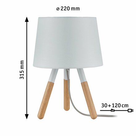 Paulmann stolní lampa Neordic Berit 1-ramenné látkový širm bílá/dřevo 796.46 P 79646