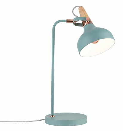 Paulmann stolní lampa Neordic Juna 1-ramenné světlezelená/měď/dřevo 796.51 P 79651