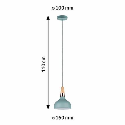 Paulmann závěsné svítidlo Neordic Juna 1-ramenné 16cm světlezelená/měď/dřevo 796.52 P 79652