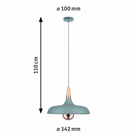 Paulmann závěsné svítidlo Neordic Juna 1-ramenné 34cm světlezelená/měď/dřevo 796.55 P 79655