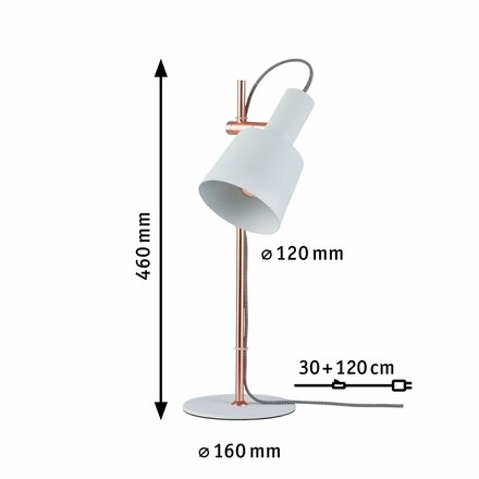 Paulmann stolní lampa Neordic Haldar 1-ramenné bílá/měď 796.58 P 79658