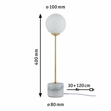 Paulmann stolní lampa Neordic Moa 1-ramenné mramor bílá/zlatá mat 796.61 P 79661