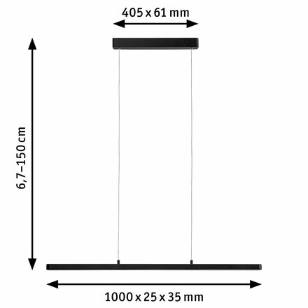 Paulmann LED závěsné svítidlo Lento 40W černá stmívatelné nastavitelná výška 796.93 P 79693