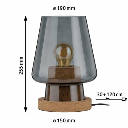 Paulmann stolní lampa Iben 1-ramenné kouřové sklo/korek 797.36 P 79736