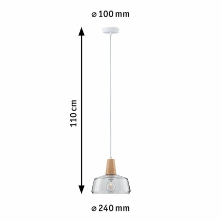 PAULMANN Závěsné svítidlo Neordic Ylvie 1-ramenné sklo/dřevo 797.44 P 79744