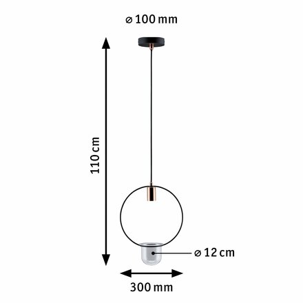 PAULMANN Závěsné svítidlo Tasano 1-ramenné pro osvětlení rostlin černá/měď 797.48 P 79748