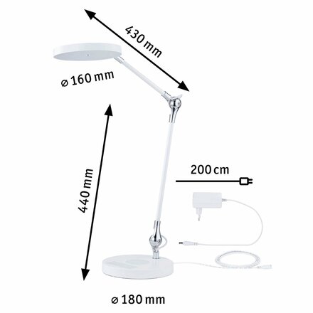 PAULMANN LED stolní lampa na psací stůl Numis Qi CCT 11W bílá