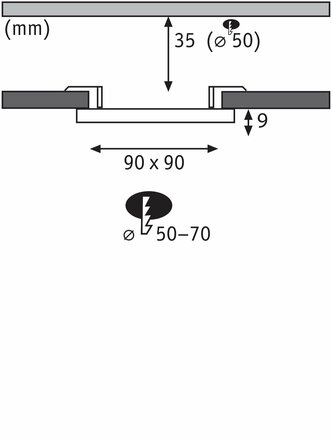 PAULMANN VariFit LED vestavné svítidlo Veluna Edge IP44 hranaté 90x90mm 4000K bílá