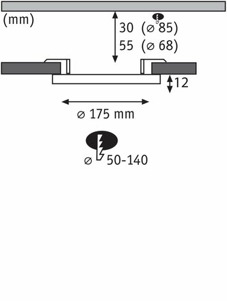 PAULMANN VariFit LED vestavné svítidlo Areo IP44 kruhové 175mm 3000K černá