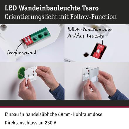 PAULMANN LED vestavné svítidlo do zdi Tsaro hranaté 80x36mm 1W 230V 2700K matný chrom
