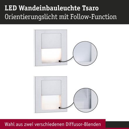 PAULMANN LED vestavné svítidlo do zdi Tsaro hranaté 80x36mm 1W 230V 2700K matný chrom