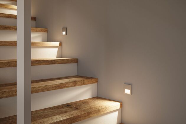 PAULMANN LED vestavné svítidlo do zdi Tsaro hranaté 80x36mm 1W 230V 2700K matný chrom