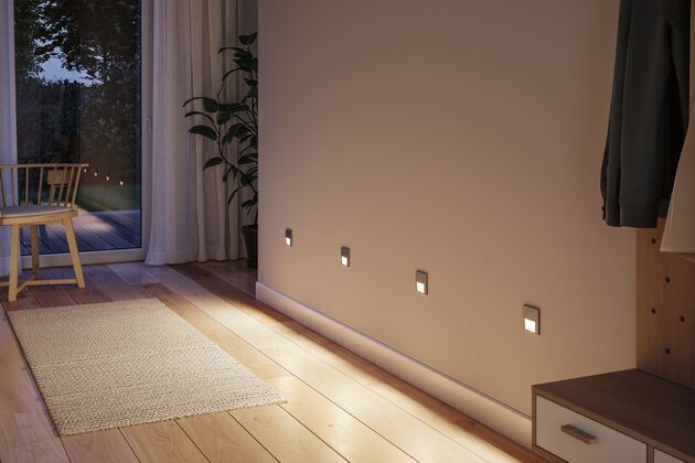 PAULMANN LED vestavné svítidlo do zdi Tsaro hranaté 80x36mm 1W 230V 2700K matný chrom