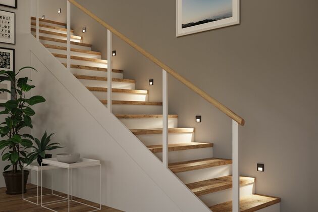 PAULMANN LED vestavné svítidlo do zdi Tsaro hranaté 80x36mm 1W 230V 2700K černá mat