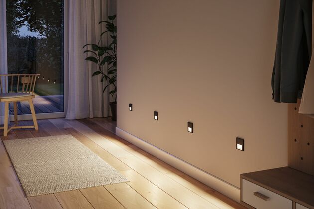 PAULMANN LED vestavné svítidlo do zdi Tsaro hranaté 80x36mm 1W 230V 2700K černá mat