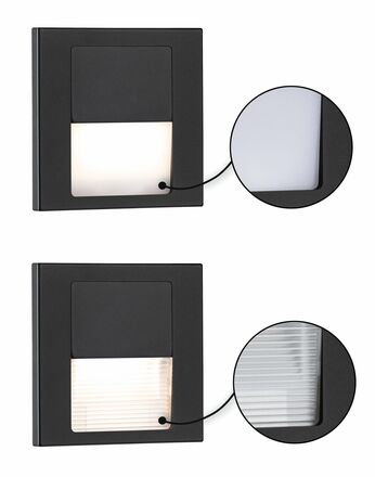 PAULMANN LED vestavné svítidlo do zdi Tsaro hranaté 80x36mm 1W 230V 2700K černá mat