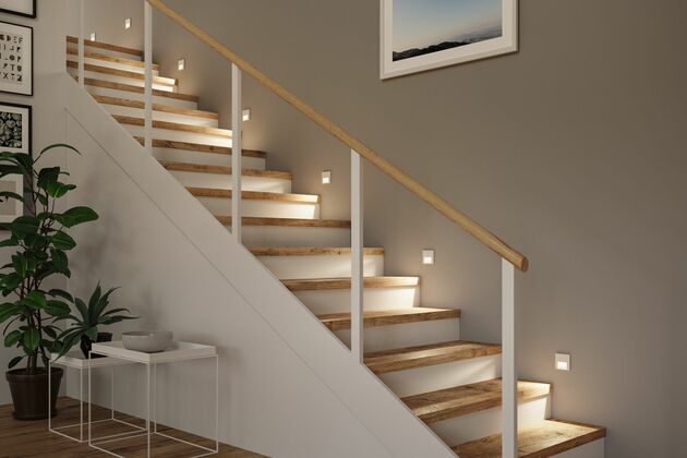 PAULMANN LED vestavné svítidlo do zdi Tsaro hranaté 80x36mm PIR 1W 230V 2700K bílá mat