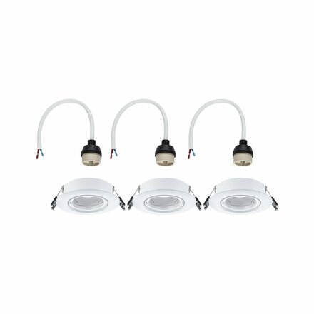 PAULMANN Vestavné svítidlo 3ks-sada výklopné kruhové 90mm 30° GU10 max. 3x10W 230V bílá