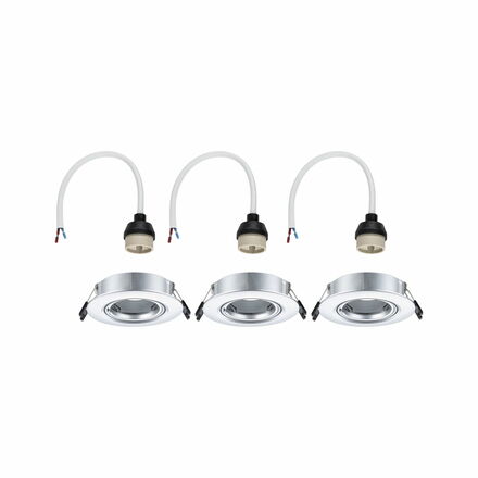 PAULMANN Vestavné svítidlo 3ks-sada výklopné kruhové 90mm 30° GU10 max. 3x10W 230V matný chrom