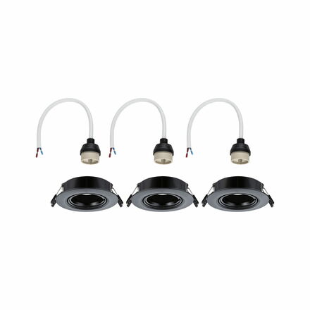 PAULMANN Vestavné svítidlo 3ks-sada výklopné kruhové 90mm 30° GU10 max. 3x10W 230V černá
