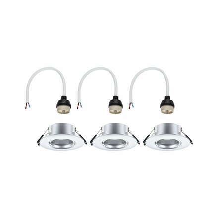 PAULMANN Vestavné svítidlo 3ks-sada nevýklopné kruhové 90mm GU10 max. 3x10W 230V matný chrom