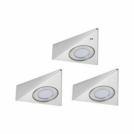 PAULMANN LED podskříňkové svítidlo Trias čidlo přiblížení 3ks sada 3x2,7W 135x132mm 230/12V kov kartáčovaný