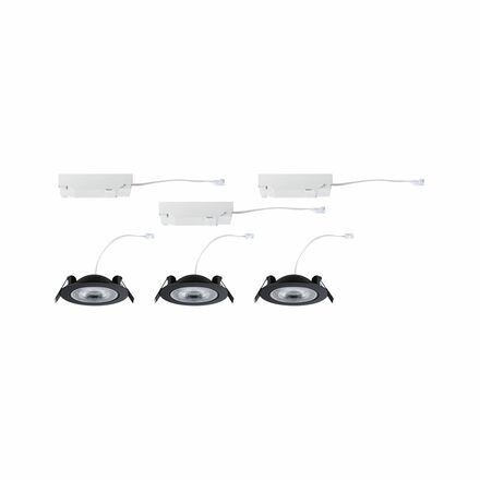 PAULMANN LED vestavné svítidlo White Select Aumus 3ks sada kruhové 105mm 90° 3x5W 230V stmívatelné 2700 - 6500K černá