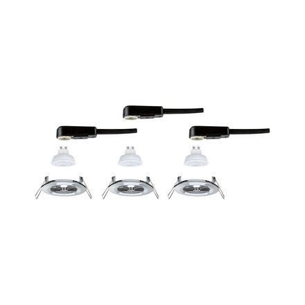 PAULMANN LED vestavné svítidlo Nova GU10 Flat nevýklopné IP44 3x4,9W 230V 2700K chrom