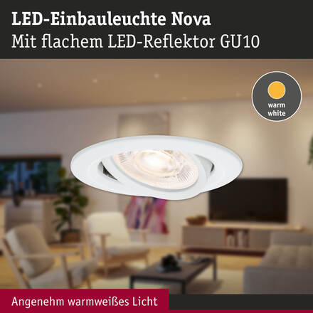 PAULMANN LED vestavné svítidlo 3-krokové-stmívatelné Nova GU10 Flat výklopné 4,9W 230V stmívatelné 2700K bílá mat