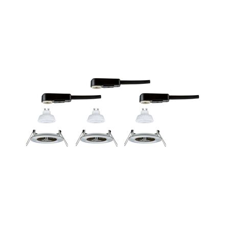 PAULMANN LED vestavné svítidlo 3-krokové-stmívatelné Nova GU10 Flat nevýklopné IP44 3x4,9W 230V stmívatelné 2700K kov kartáčovaný