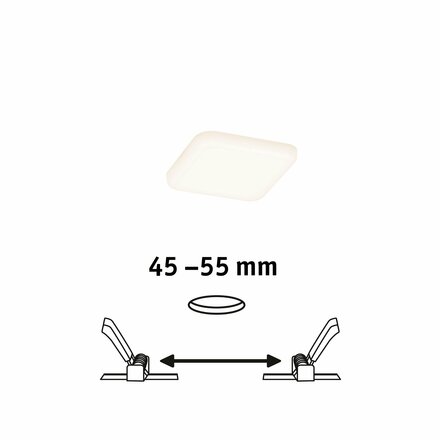 PAULMANN LED vestavné svítidlo Veluna VariFit IP44 hranaté 75x75mm 4,5W 3.000K satén 923.93