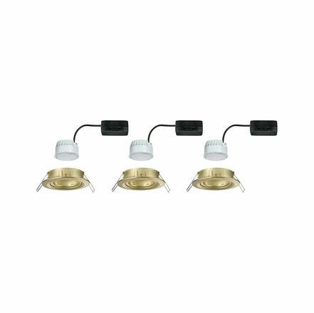 PAULMANN LED vestavné svítidlo Nova Coin 3ks sada kruhové 84mm 50° Coin 3x6W 230V 2700K zlatá mat