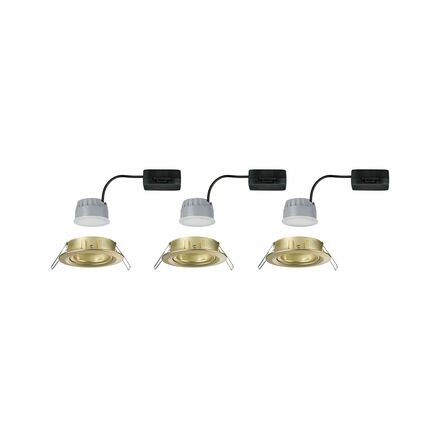 PAULMANN LED vestavné svítidlo 3-krokové-stmívatelné Nova Coin základní sada výklopné kruhové 84mm 50° Coin 3x6W 230V stmívatelné 2700K zlatá mat