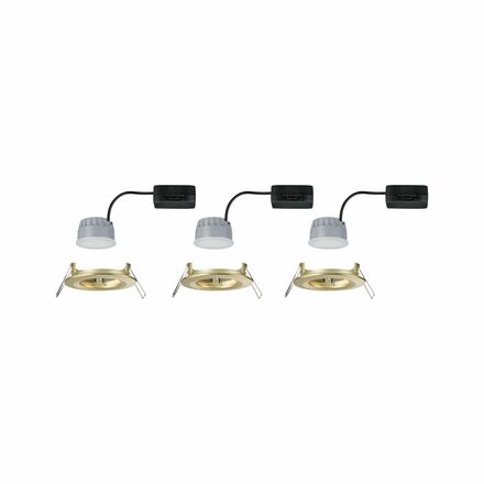 PAULMANN LED vestavné svítidlo 3-krokové-stmívatelné Nova Coin základní sada nevýklopné IP44 kruhové 74mm Coin 3x6W 230V stmívatelné 2700K zlatá mat