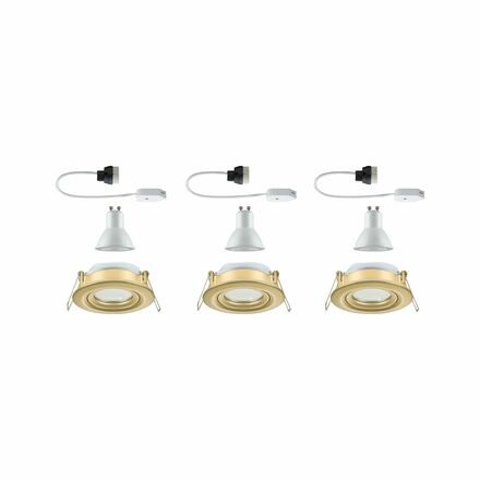 PAULMANN LED vestavné svítidlo Nova Plus 3ks sada IP65 kruhové 93mm 30° GU10 3x6W 230V stmívatelné 2700K zlatá mat