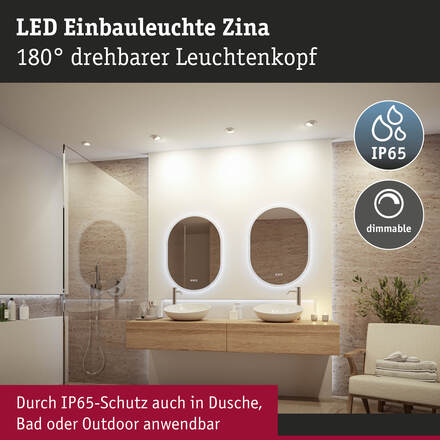 PAULMANN LED vestavné svítidlo Zina IP65 5W / 8W 230V stmívatelné 2700 - 4000K bílá mat