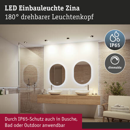 PAULMANN LED vestavné svítidlo Zina IP65 5W / 8W 230V stmívatelné 2700 - 4000K černá mat