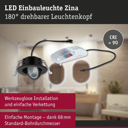 PAULMANN LED vestavné svítidlo Zina IP65 5W / 8W 230V stmívatelné 2700 - 4000K černá mat