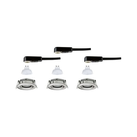 PAULMANN LED vestavné svítidlo Nova Plus GU10 Flat IP65 93mm 3x4,9W 230V stmívatelné 2700K kov kartáčovaný